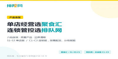 单店经营选聚食汇，连锁管控选排队网